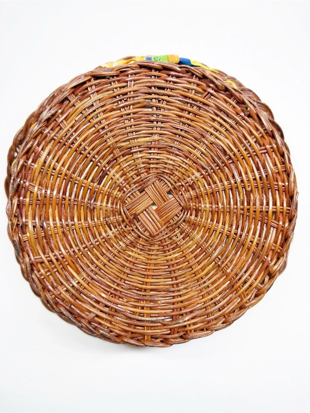 Vintage Rattan Lined Fruit Bread Baskets Lemon Orange Peach Pear